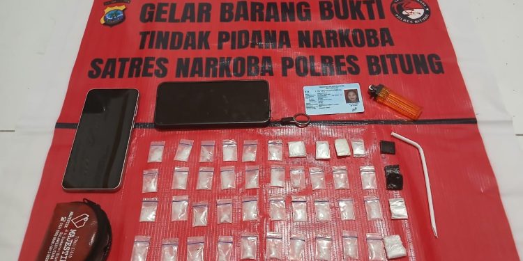 Satuan Reserse Narkoba Polres Bitung, ungkap 44 paket Narkotika jenis Shabu.
