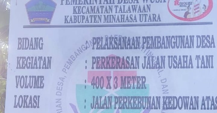 Dugaan Penyimpangan Dana Desa Pembuatan Jalan Tani di Desa Wusa Tenaga Kerja Luar dan Pengelolaan oleh Hukum Tua.