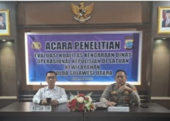 Tim Puslitbang Polri lakukan penelitian di Polres Bitung guna evaluasi kendaraan dinas oprasional Kepolisian.