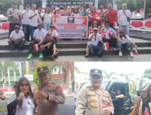 FMPS Kobarkan Semangat Kemerdekaan Lewat Aksi Bagi-Bagi Bendera di depan kantor gubernur