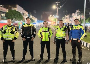 Puluhan Personil Polres Bitung Amankan Kegiatan Bitung Bersolawat dan Milad Majelis Dzikir At-Taubah