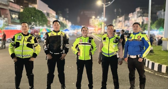 Puluhan Personil Polres Bitung Amankan Kegiatan Bitung Bersolawat dan Milad Majelis Dzikir At-Taubah