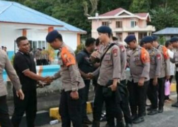 Tuntaskan Misi Kemanusiaan, 112 Personel BKO Polres Kepulauan Sitaro kembali ke Polda Sulut